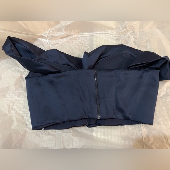 HOUSE OF CB 'Carella' Navy Satin Draped Corset Top ♡ - Picture 6 of 8